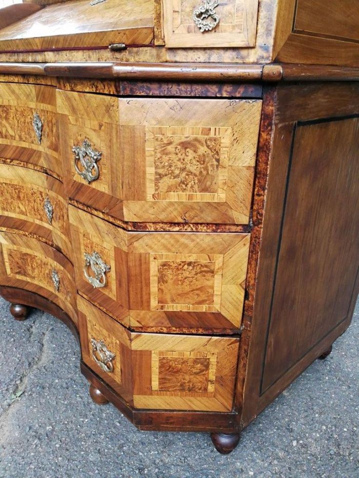 An 18th Century Rare Baroque Parquetry Burr Walnut Bureau Secretaire - Image 9