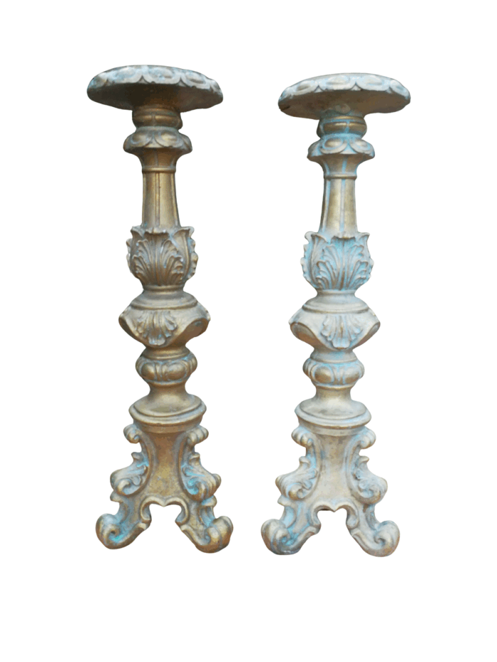 A Pair of Gilded Candle Holders