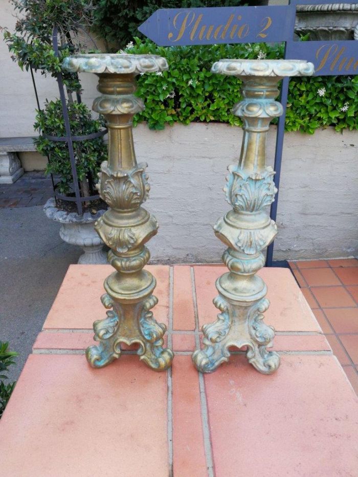 A Pair of Gilded Candle Holders - Image 2