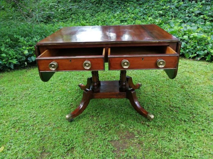 A Regency Mahogany Sofa Table On Brass Castors With Brass - Image 8