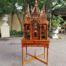 A Victorian Style Cathederal Walnut Bird Cage On Stand ND