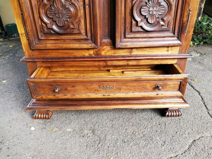 An 18th Century French Walnut Port Armoire Of Large Proportions And With Cast Iron Hinges - Image 7