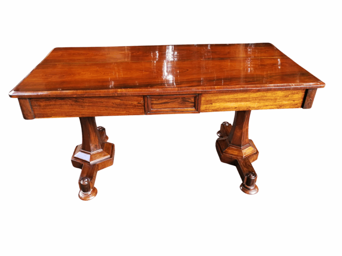An Early 19th Century  English Solid Rosewood William The 4th  Writing/Drinks Table With Two Drawers On Castors. Circa 1830