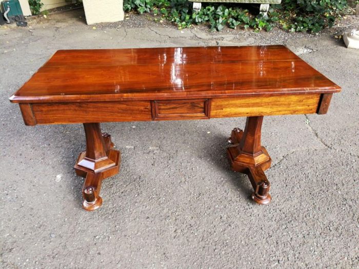 An Early 19th Century  English Solid Rosewood William The 4th  Writing/Drinks Table With Two Drawers On Castors. Circa 1830 - Image 2