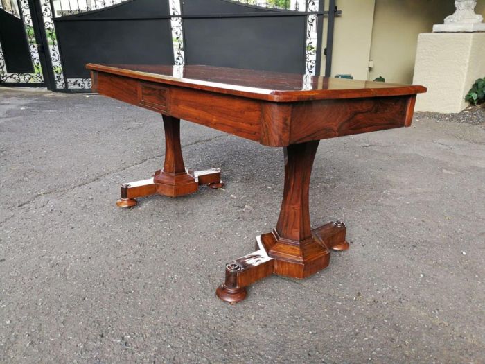 An Early 19th Century  English Solid Rosewood William The 4th  Writing/Drinks Table With Two Drawers On Castors. Circa 1830 - Image 4