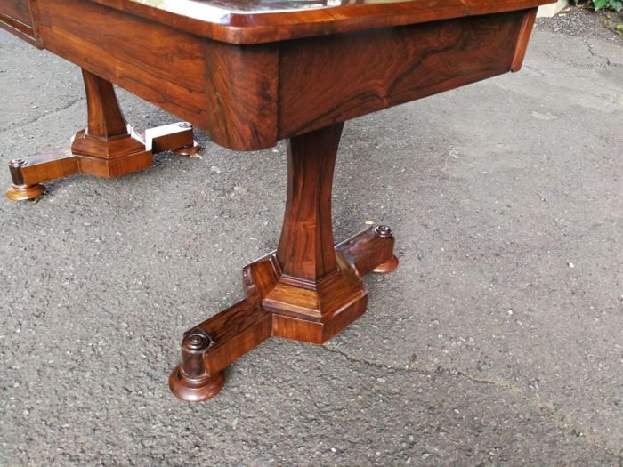 An Early 19th Century  English Solid Rosewood William The 4th  Writing/Drinks Table With Two Drawers On Castors. Circa 1830 - Image 6
