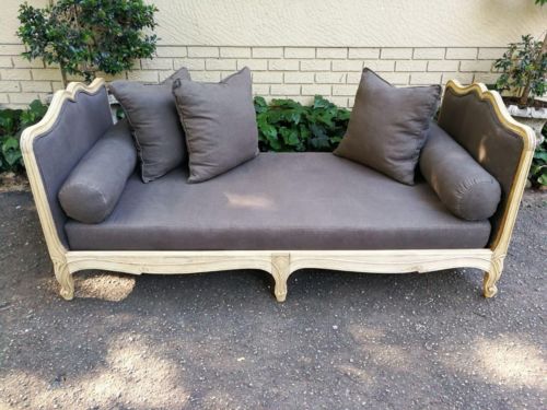 A French-style Carved and Bleached Oak Daybed