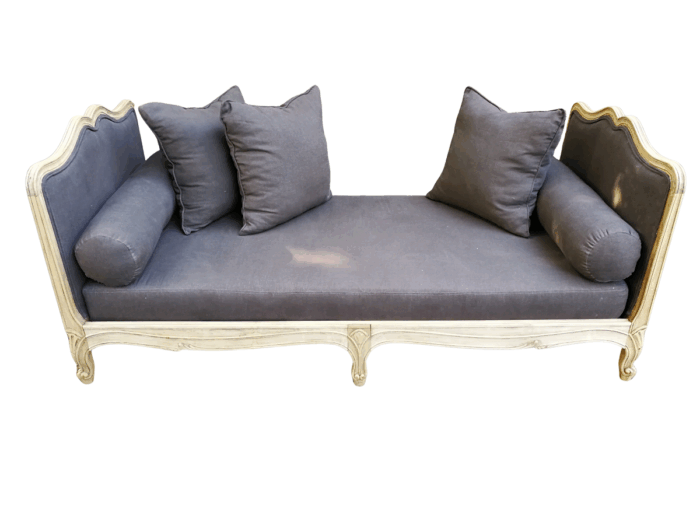 A French-style Carved and Bleached Oak Daybed