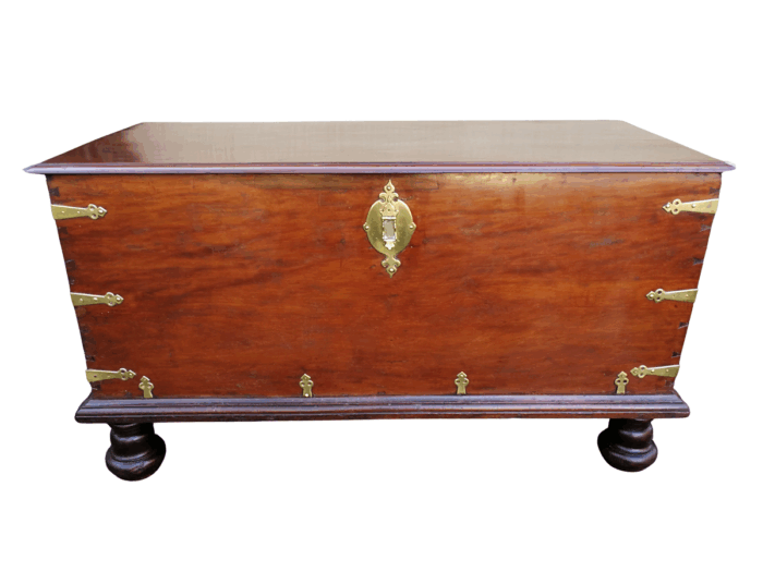 A Rare Large 18th Century Dutch Batavian Trunk/Chest With Original Hardware