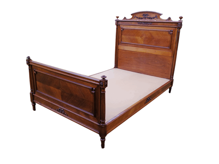 A Vintage French Carved Three-quarter Walnut Bed