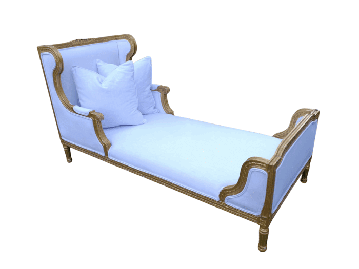 A Rare Carved and Gilded Daybed / Chaise in white upholstered