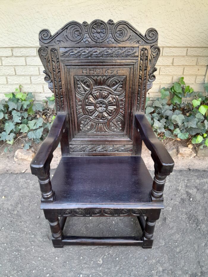 An 18th / 19th Century Carved Oak Throne/ Armchair In a Contemporary Darkened Finish - Image 8