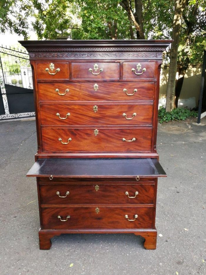 An Antique George III Mahogany Tallboy Chest - Provenance Sotheby’s London - Image 9