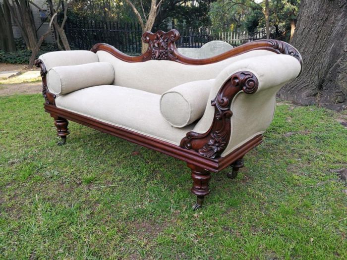 A Victorian Mahogany Settee In A Contemporary Wood Finish With Castors - Image 4