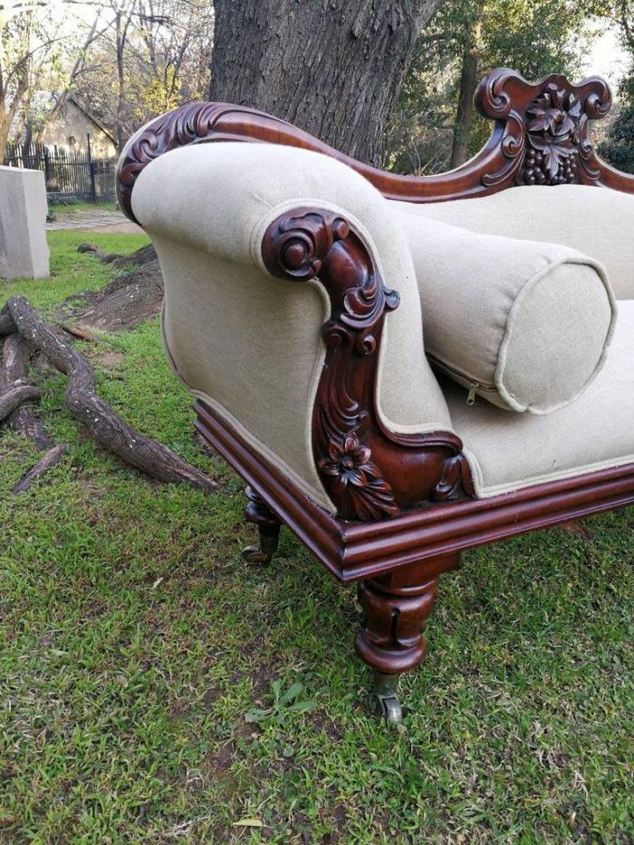 A Victorian Mahogany Settee In A Contemporary Wood Finish With Castors - Image 5