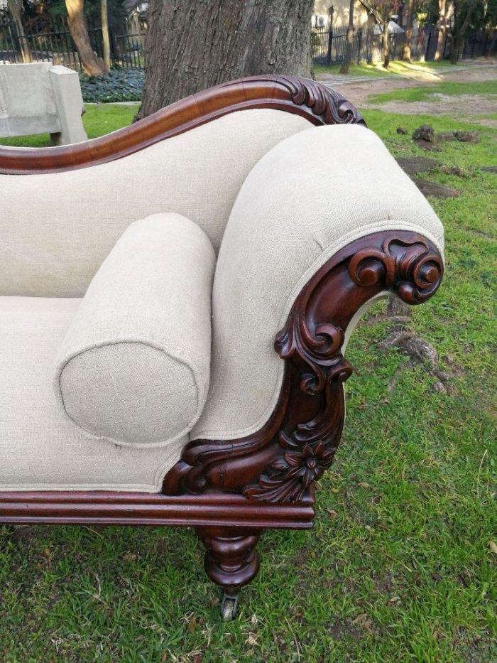 A Victorian Mahogany Settee In A Contemporary Wood Finish With Castors - Image 6