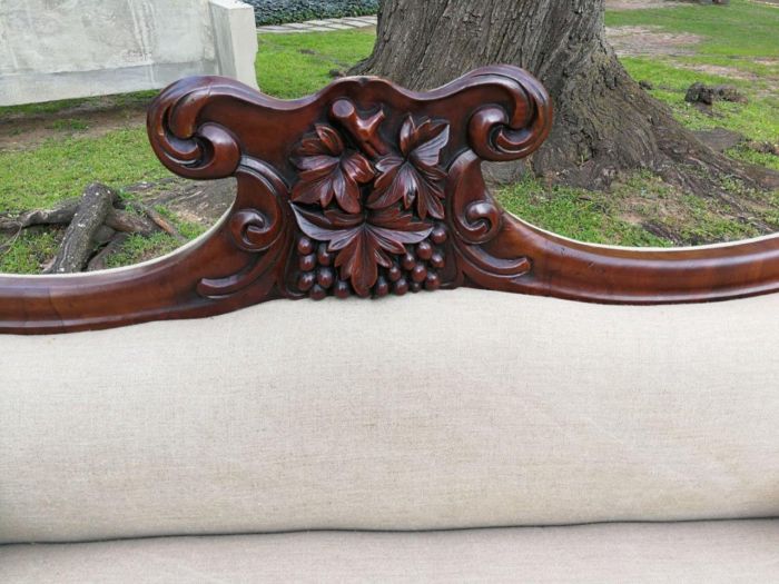A Victorian Mahogany Settee In A Contemporary Wood Finish With Castors - Image 7
