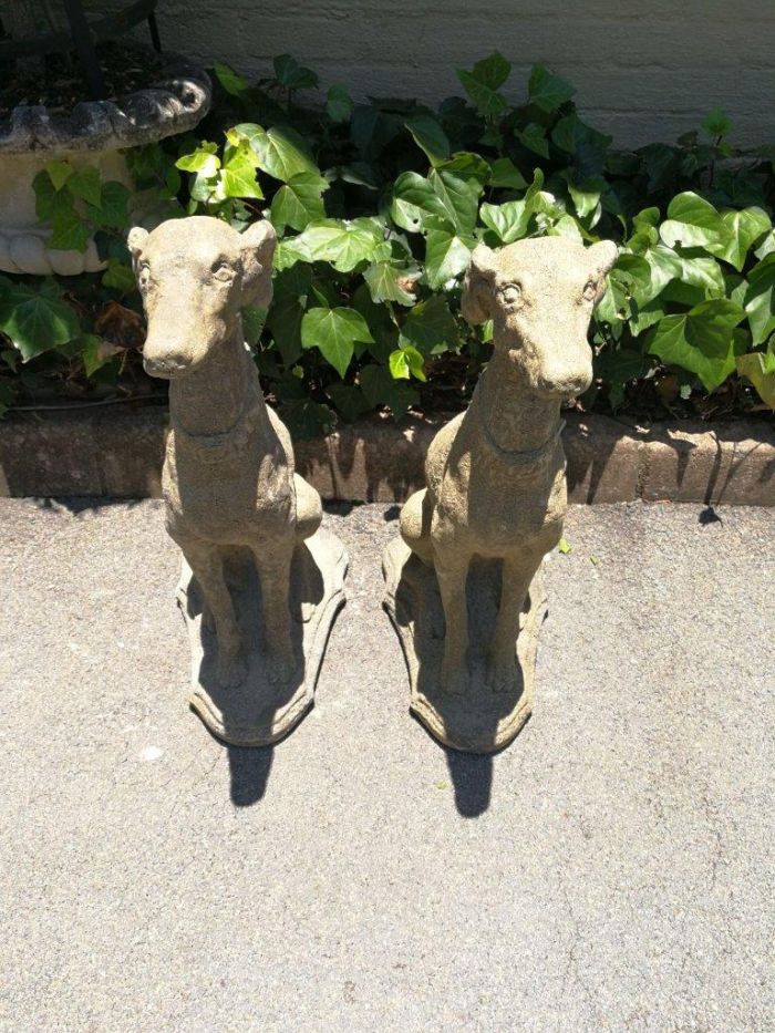 A Pair of 20th Century Architectural Concrete Greyhound Statues - Image 3