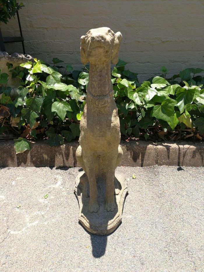 A Pair of 20th Century Architectural Concrete Greyhound Statues - Image 5