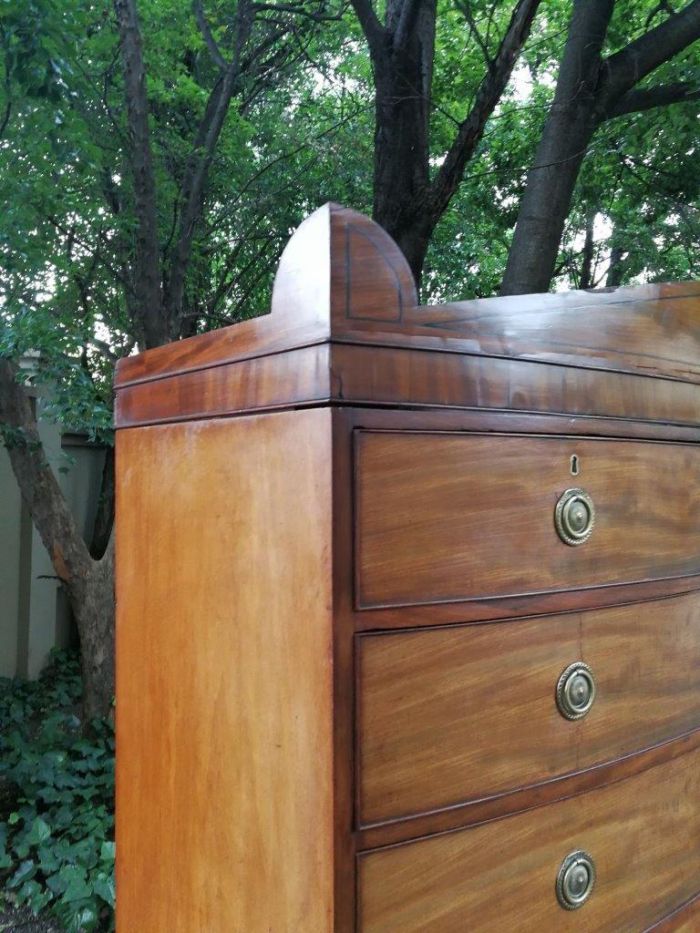 A Victorian Circa 1880, Mahogany Bow-front Chest-on-chest With Original Brass Escutcheons and Handles - Image 5