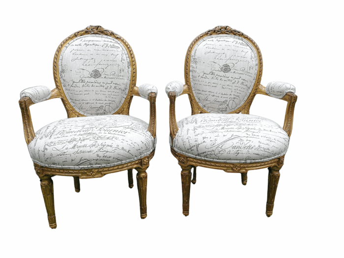 A Pair Of Early 20th Century French Style Gilded Wooden Bergère Armchairs Nd