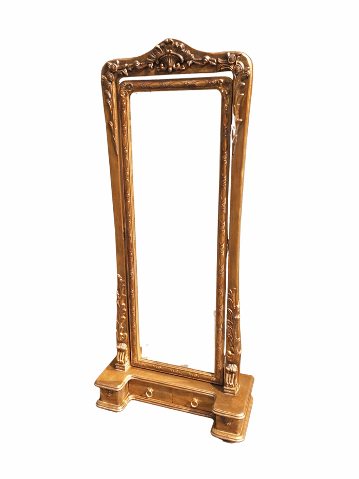 A Cheval Gilded Floor Standing Mirror With Bevelled Mirror Hand-Gilded With Gold Leaf R16800
