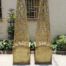 A Pair of Decorative Wrought Iron Lattice Obelisks (Gold) ND