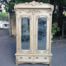 An Antique Victorian English Carved And Bleached Oak Armoire With Bevelled Mirror Doors And Two Drawers