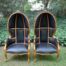 A 20th Century  Pair of Hand Gilded and Carved Wooden Dome Chairs