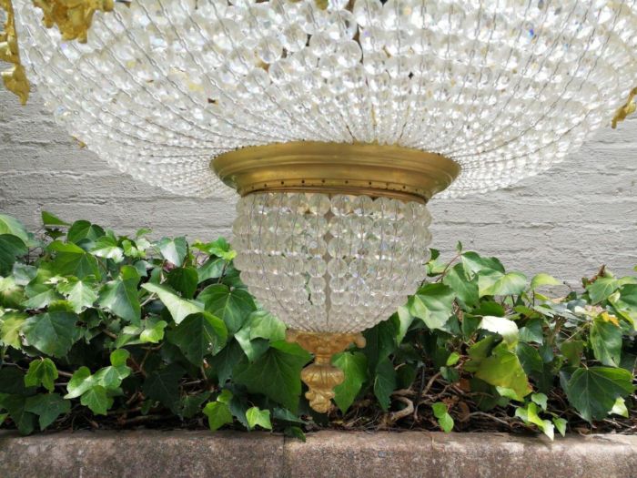 An Antique Gold Beaded Empire Style Chandelier - Image 5