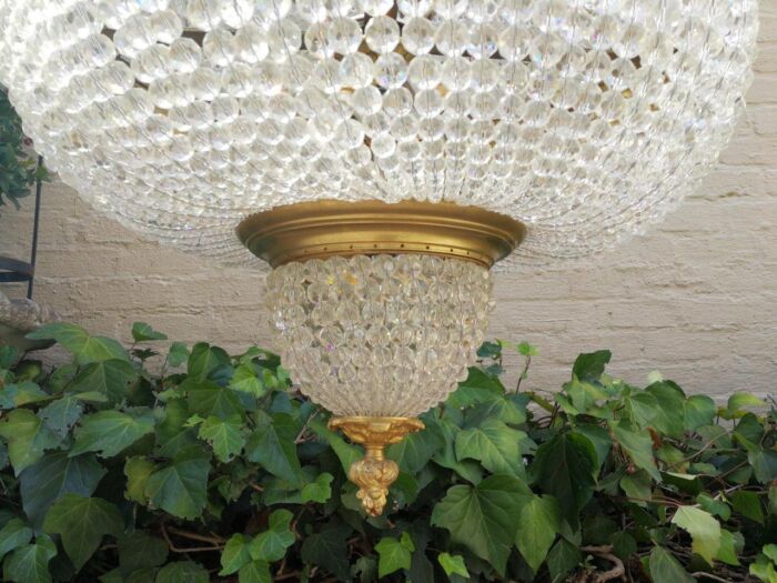 An Antique Gold Beaded Empire Style Chandelier - Image 5