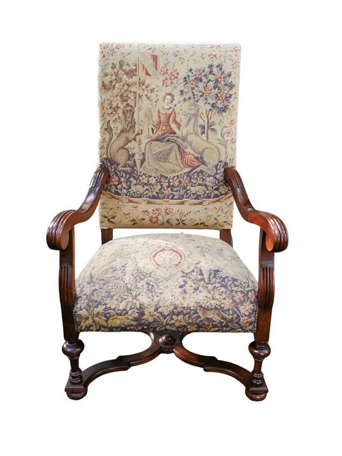 A 19th Century French Carved Walnut And Tapestry Armchair Nd