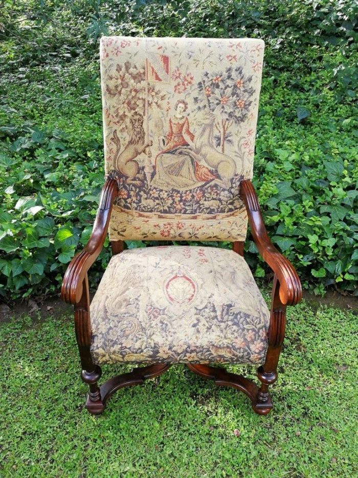 A 19th Century French Carved Walnut And Tapestry Armchair Nd - Image 2