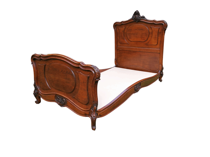 An Antique French Louis XV Carved Oak Bed