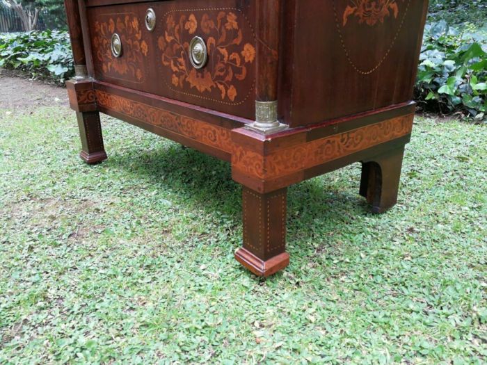 A Late 18th Century Circa 1790 Dutch  Walnut Marquetry Dutch Tallboy  Dutch Colonial Period Nd - Image 5