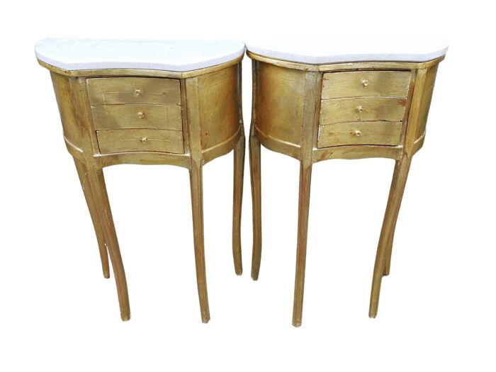 A Pair of French Style Hand-Gilded Wooden Pedestals