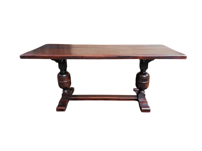 A 20th Century French Oak and Mahogany Refectory / Dining Table