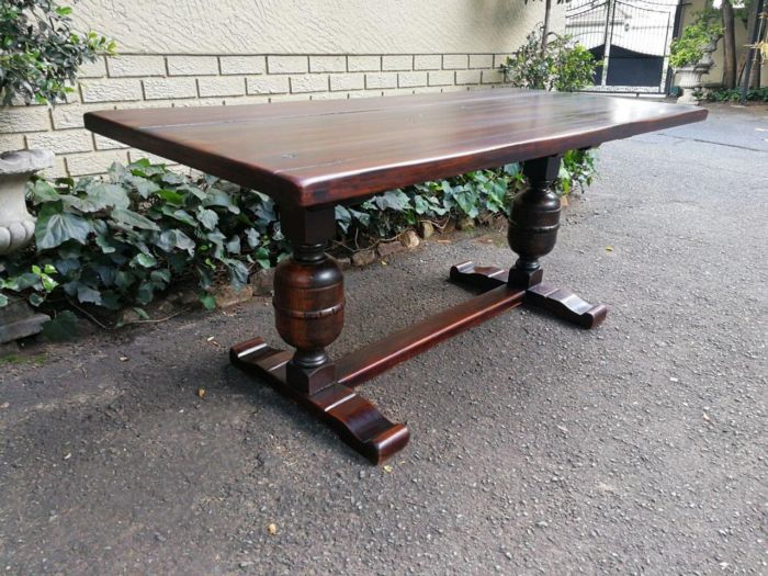 A 20th Century French Oak and Mahogany Refectory / Dining Table - Image 3