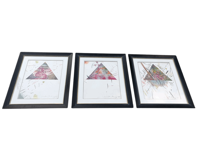 A Set Of Three Water Colour On Paper Framed In An Ornate Gilded Frame.  Each Signed And Dated 2021 By Matthew Hindley. Provenance Corporate Collection