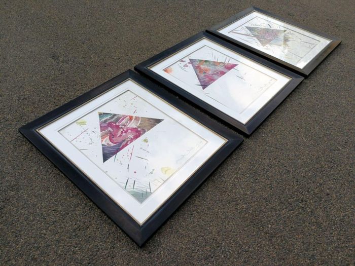 A Set Of Three Water Colour On Paper Framed In An Ornate Gilded Frame.  Each Signed And Dated 2021 By Matthew Hindley. Provenance Corporate Collection - Image 2