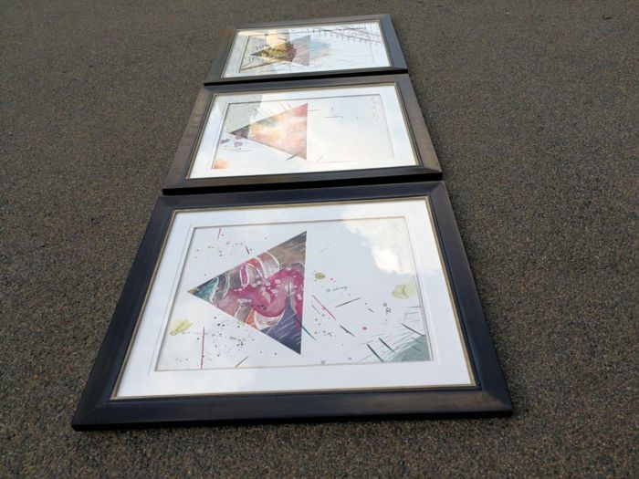 A Set Of Three Water Colour On Paper Framed In An Ornate Gilded Frame.  Each Signed And Dated 2021 By Matthew Hindley. Provenance Corporate Collection - Image 3