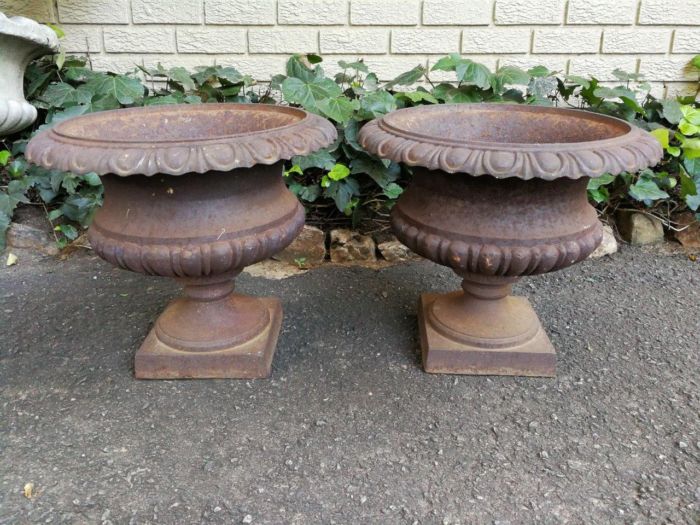 A Pair Of 20th Century French Cast Iron Urns - Image 2