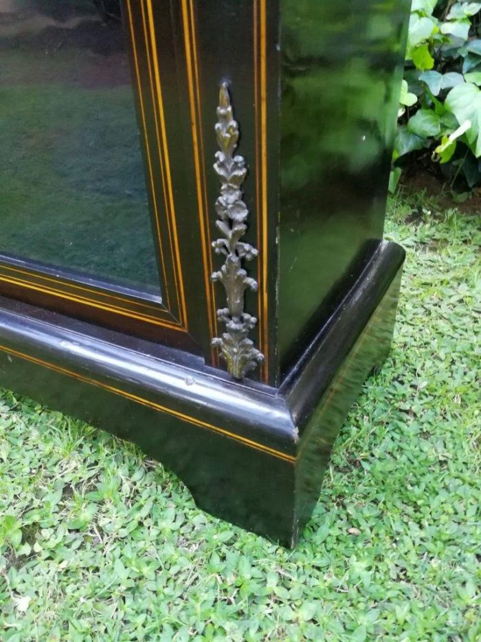 A French Style Ebonized Breakfront Credenza / Sideboard With Ormolu Mounts And Marquetry Inlay - Image 9
