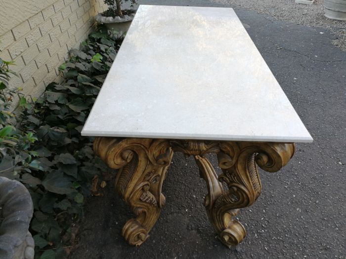 A 20th Century Ornately Carved Console Table with Marble Top of Large Proportions ND - Image 5