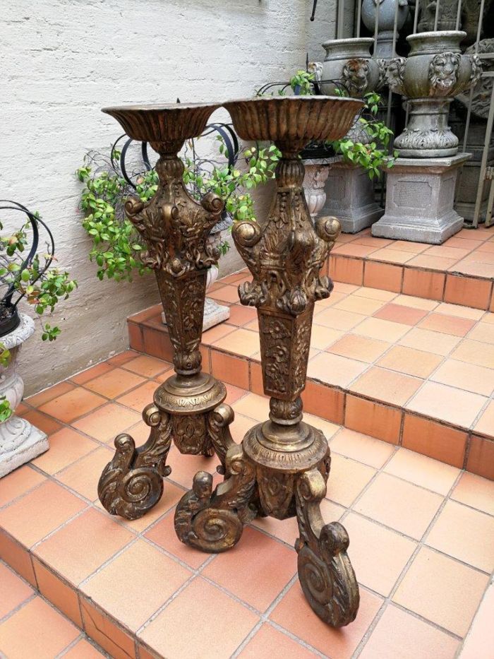 A Pair of 19th Century Circa 1890  Gilt Painted Wooden Carved Torchères - Image 3
