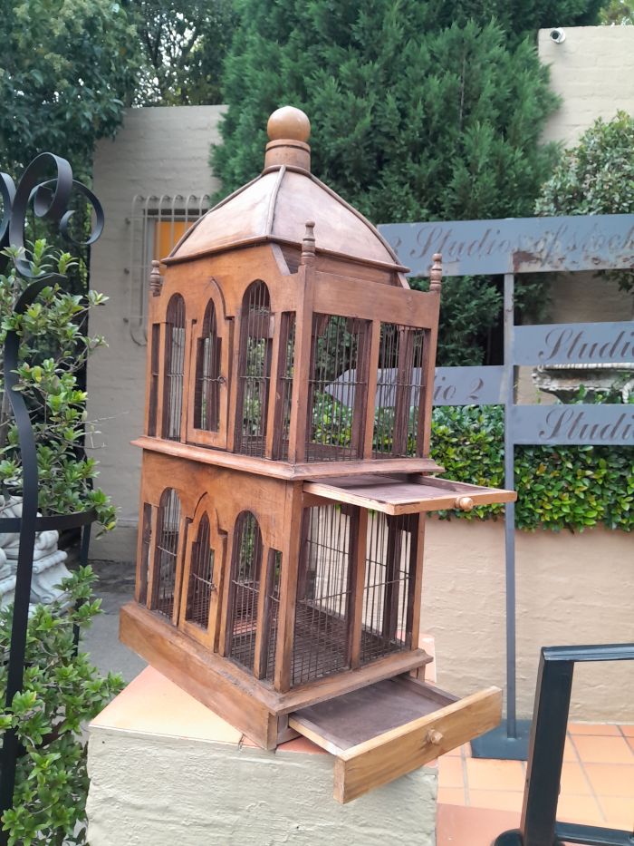 A 20th Century Rare Wood And Metal Decorative Bird Cage ND - Image 5