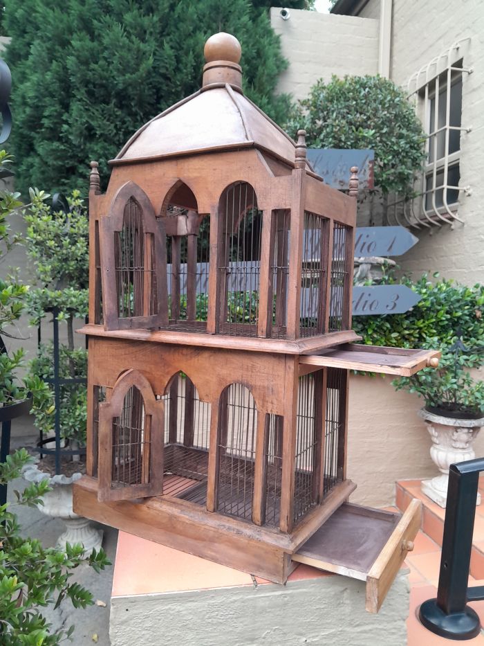 A 20th Century Rare Wood And Metal Decorative Bird Cage ND - Image 6