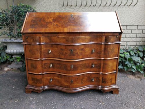 A 19th Century Circa 1850 Walnut and Burr-walnut Secretaire/ Chest of Drawers with Lock and Key with a Secret Panel and Interior Drawers