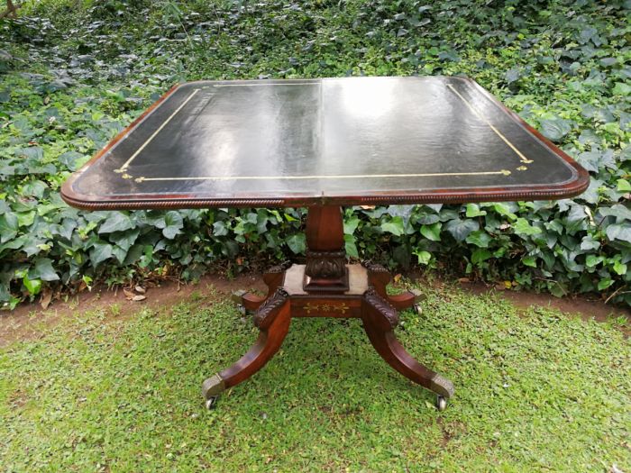 A Regency Circa 1800 Rosewood Inlaid and folding Card Table. BADA Stamp  (British Antique Dealers Association) with Brass Beading, on Brass Castors - Image 6