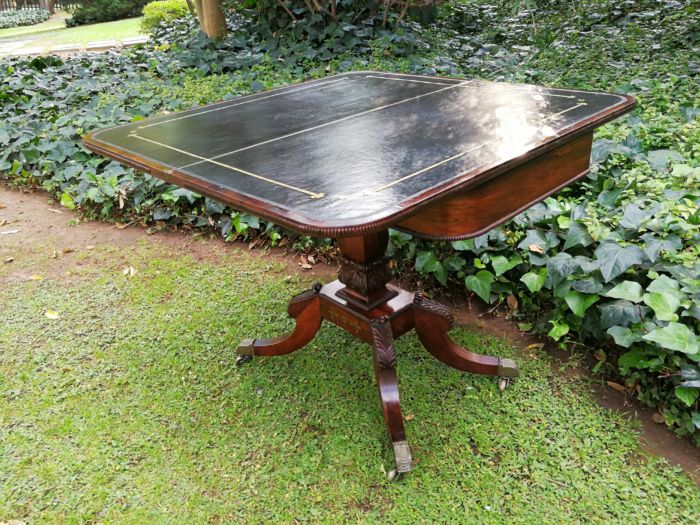 A Regency Circa 1800 Rosewood Inlaid and folding Card Table. BADA Stamp  (British Antique Dealers Association) with Brass Beading, on Brass Castors - Image 7